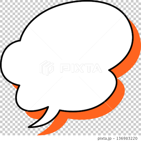 影がついた吹き出しの単品アイコン　雲のようなもこもこ 136983220