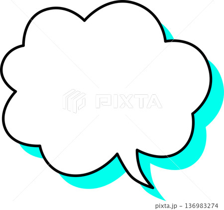 影がついた吹き出しの単品アイコン　雲のようなもこもこ 136983274