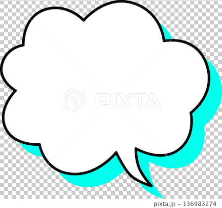 影がついた吹き出しの単品アイコン　雲のようなもこもこ 136983274