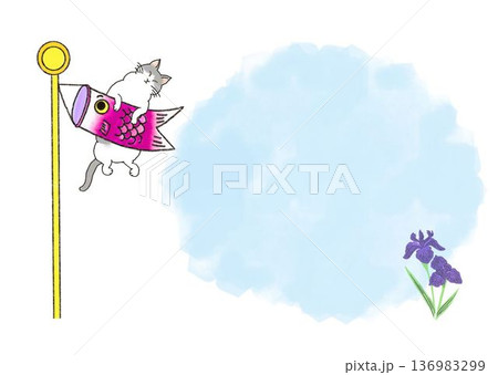 鯉のぼりと猫 136983299