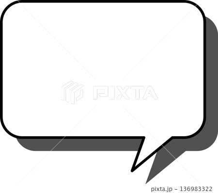 影がついた吹き出しの単品アイコン　四角形 136983322