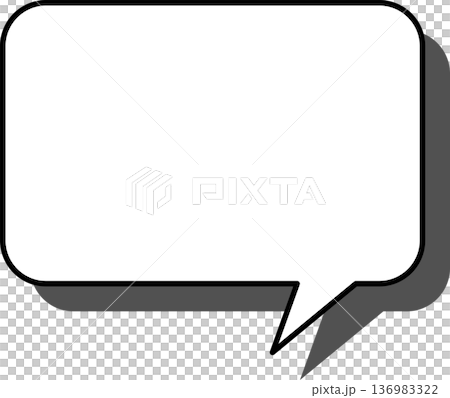 影がついた吹き出しの単品アイコン　四角形 136983322