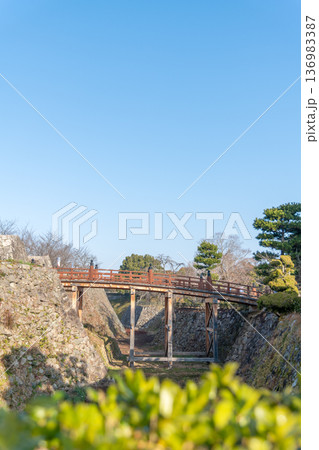 生垣越しに見る大和郡山城の極楽橋 136983387