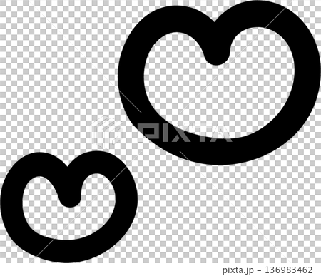 手繪黑色圓形心形向量圖 136983462