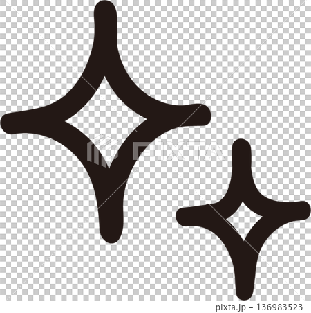 手書きの線の黒いキラキラマークのベクターイラスト素材 136983523
