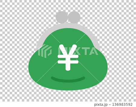 Illustration of a clasp wallet icon with a yen symbol 136983592