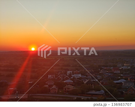 Beautiful sunset twilight orange sky evening 136983707