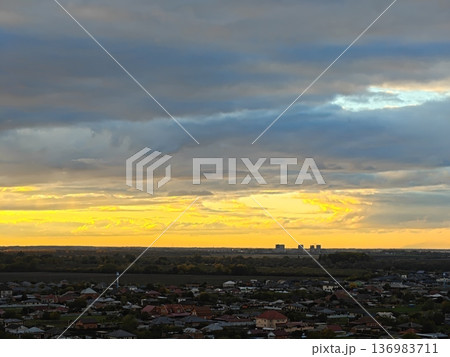 Beautiful sunset twilight orange sky evening 136983711