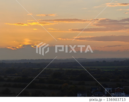Beautiful sunset twilight orange sky evening 136983713