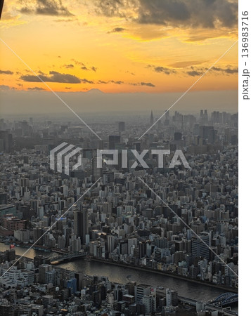 Beautiful sunset twilight orange sky evening 136983716