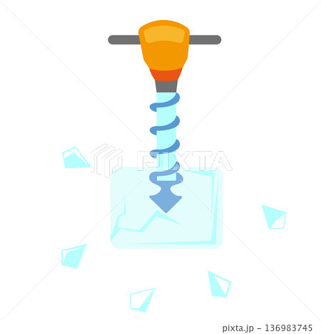 氷を砕くアイスドリルのイメージイラスト 136983745