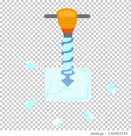 氷を砕くアイスドリルのイメージイラスト 136983745