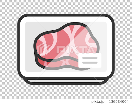 超市包裝中的菲力牛排圖示（彩色線條圖） 136984004