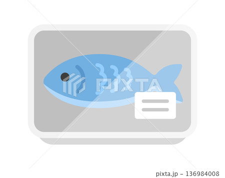 スーパーのパックに入った、魚のアイコンのイラスト スーパーのパックに入った、魚のアイコンのイラスト 136984008