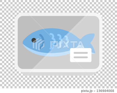 スーパーのパックに入った、魚のアイコンのイラスト スーパーのパックに入った、魚のアイコンのイラスト 136984008