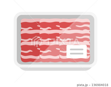 スーパーのパックに入った、牛ばら肉のアイコンのイラスト スーパーのパックに入った、牛ばら肉のアイコンのイラスト 136984018