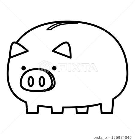 ブタの貯金箱のイラスト 136984040