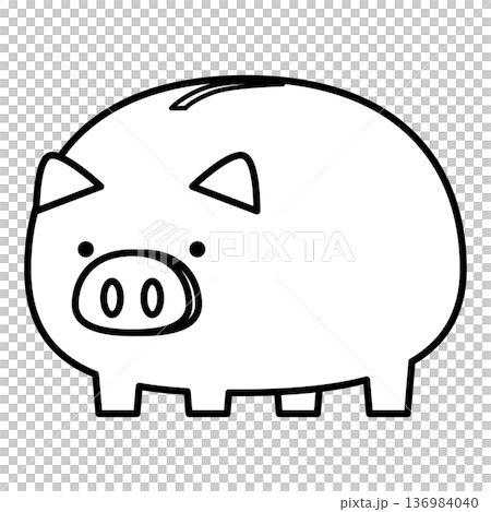 ブタの貯金箱のイラスト 136984040