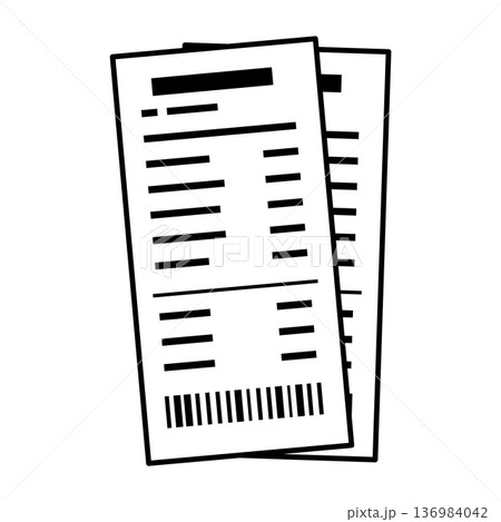 重なり合った2枚のレシートのイラスト 136984042
