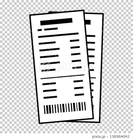 重なり合った2枚のレシートのイラスト 136984042