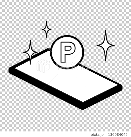 智慧型手機圖示素材，代表無現金支付和積分兌換 136984043