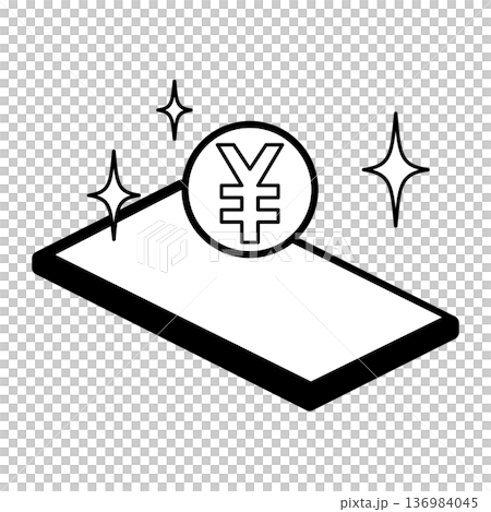 スマートフォンと日本円コインのキャッシュレス決済イメージ スマートフォンと日本円コインのキャッシュレス決済イメージ 136984045
