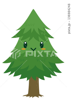 1本のスギの木のキャラクターイラスト 136984248