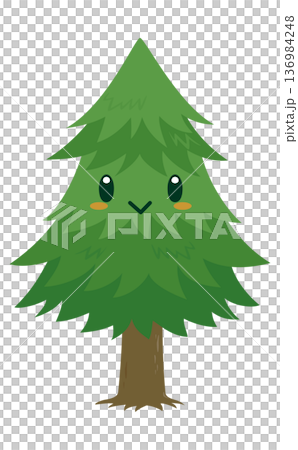 1本のスギの木のキャラクターイラスト 136984248