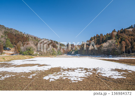 奥琵琶湖の残雪の棚田 滋賀県長浜市永原 奥琵琶湖の残雪の棚田 滋賀県長浜市永原 136984372