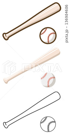 野球ボールとバット 136984686