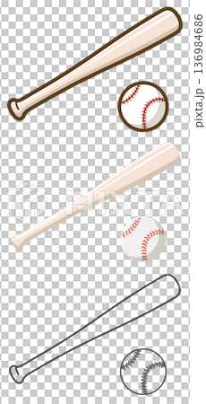 野球ボールとバット 136984686