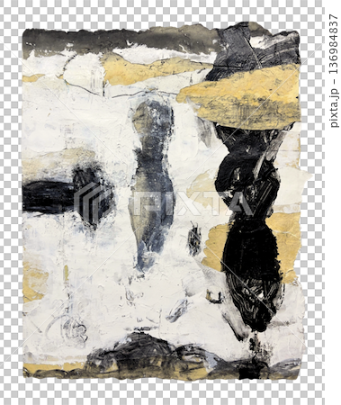 和紙にアクリル、墨、木炭、鉛筆で多様な白黒の抽象形態を描いた手描きイラスト素材 和紙にアクリル、墨、木炭、鉛筆で多様な白黒の抽象形態を描いた手描きイラスト素材 136984837