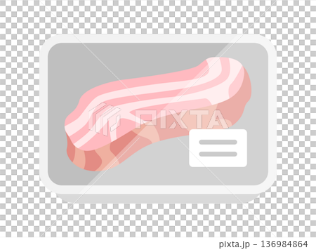 超市包裝中塊狀培根圖示的插圖 136984864