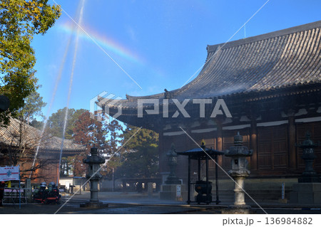 消防訓練　鶴林寺　本堂への放水 136984882