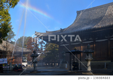 消防訓練 鶴林寺 本堂への放水 消防訓練 鶴林寺 本堂への放水 136984883