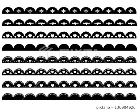 かわいいレースのライン装飾素材 136984926