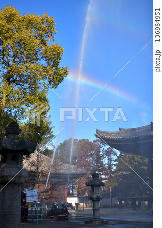 消防訓練 鶴林寺 本堂への放水 消防訓練 鶴林寺 本堂への放水 136984951