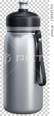 Silver Sport Water Bottle 3D Illustration Silver Sport Water Bottle 3D Illustration 136985703