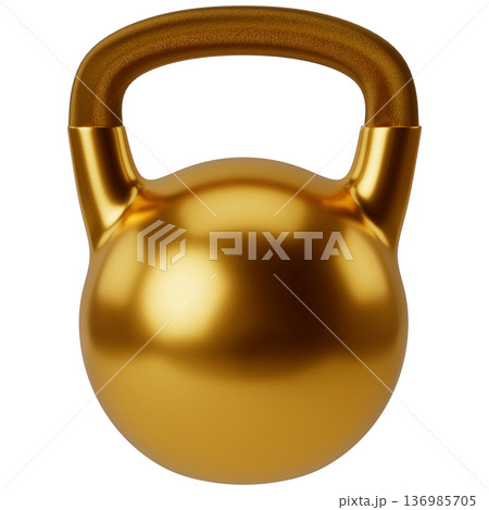 Gold Kettlebell Isolated on Transparent Background 136985705