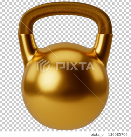 Gold Kettlebell Isolated on Transparent Background Gold Kettlebell Isolated on Transparent Background 136985705