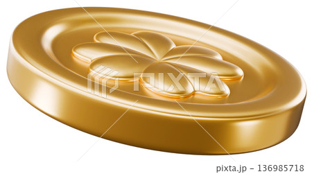 Golden Coin With Shamrock Sign Golden Coin With Shamrock Sign 136985718
