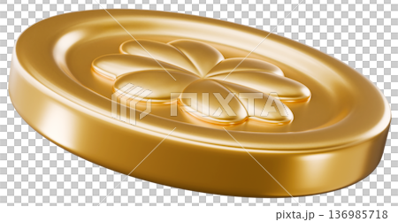 Golden Coin With Shamrock Sign 136985718