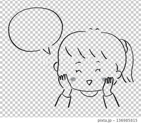 笑顔で話す子供 女の子 吹き出しあり 笑顔で話す子供 女の子 吹き出しあり 136985815