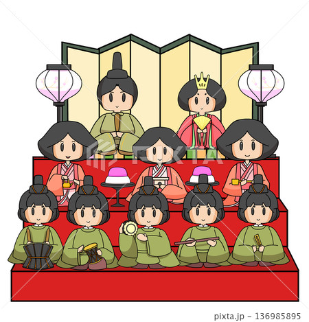 ひな祭りの雛人形のイラスト ひな祭りの雛人形のイラスト 136985895