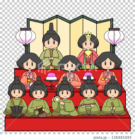 ひな祭りの雛人形のイラスト ひな祭りの雛人形のイラスト 136985895