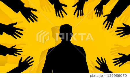 社会的圧力と孤立を象徴するミニマルコンセプトアート 136986070