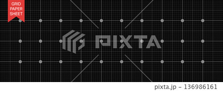 Black grid paper sheet background. Dark blueprint graph with square grid and bold guide lines. Notebook pattern. Black grid paper sheet background. Dark blueprint graph with square grid and bold guide lines. Notebook pattern. 136986161