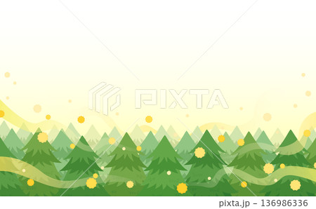 飛散する花粉とスギ並木のイラスト2_横 飛散する花粉とスギ並木のイラスト2_横 136986336
