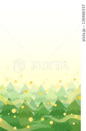 飛散する花粉とスギ並木のイラスト2_縦 136986337