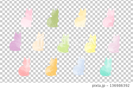 水彩貓剪影套裝 136986392